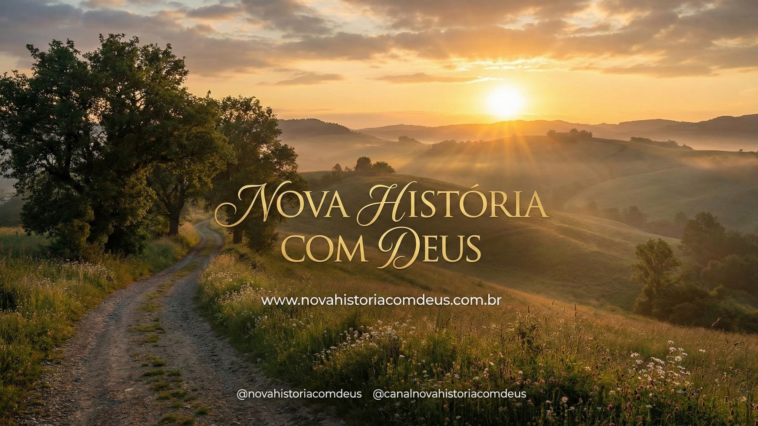 Paisagem com caminho iluminado pelo amanhecer